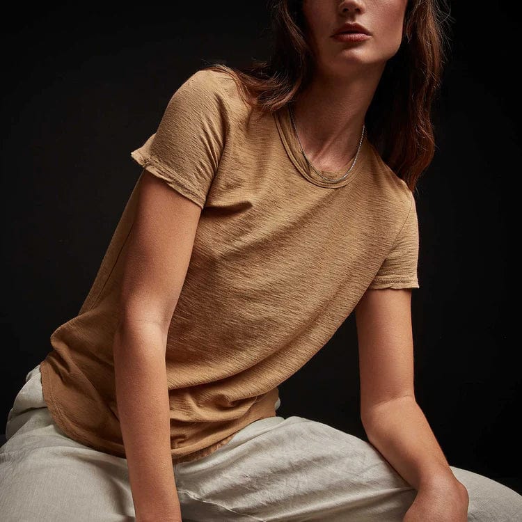 Shirts & Tops James Perse Sheer Slub Crew Neck Tee - Fitted Cotton Top Rosy Brown