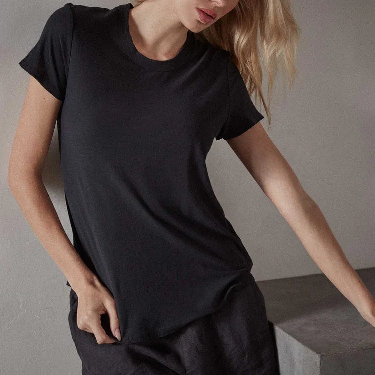 Shirts & Tops James Perse Sheer Slub Crew Neck Tee - Lightweight Cotton Top Black