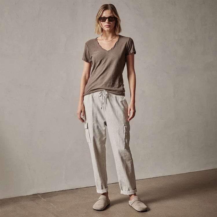 Shirts & Tops James Perse Sheer Slub V Neck Tee - Fitted Cotton Slub Rosy Brown