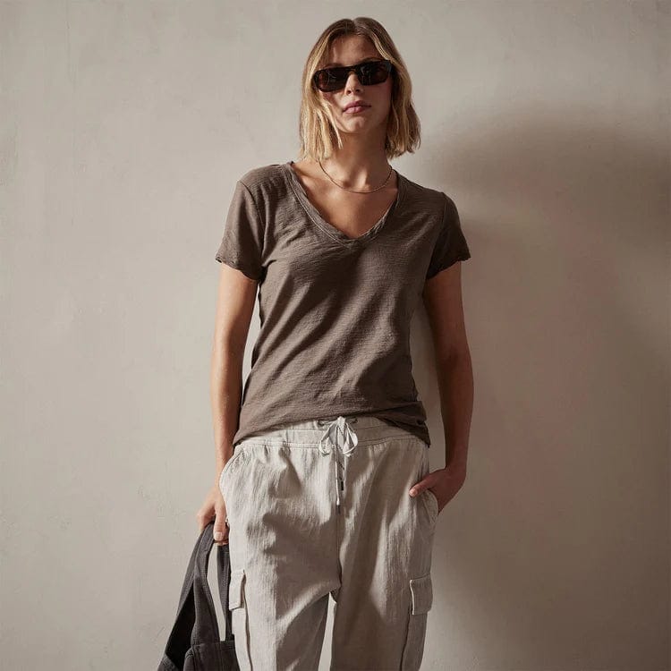 Shirts & Tops James Perse Sheer Slub V Neck Tee - Fitted Cotton Slub Rosy Brown