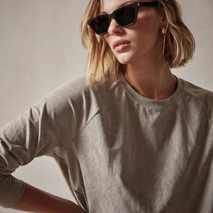 Shirts & Tops James Perse Stretch Velvet Sweatshirt - Relaxed Raglan Crew Dark Olive Green