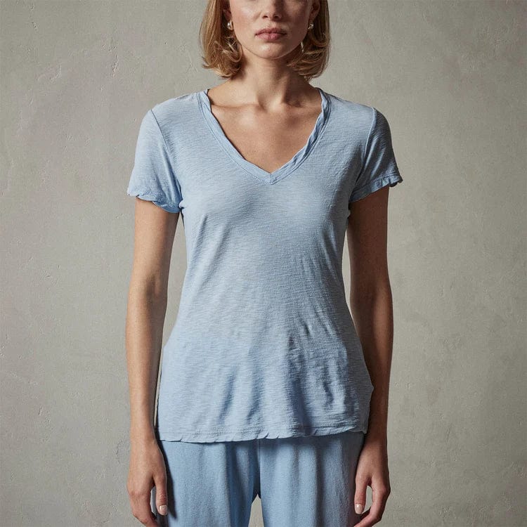 Women's T-shirts James Perse Sheer Slub V Neck Tee - Fitted Cotton Slub Dark Gray