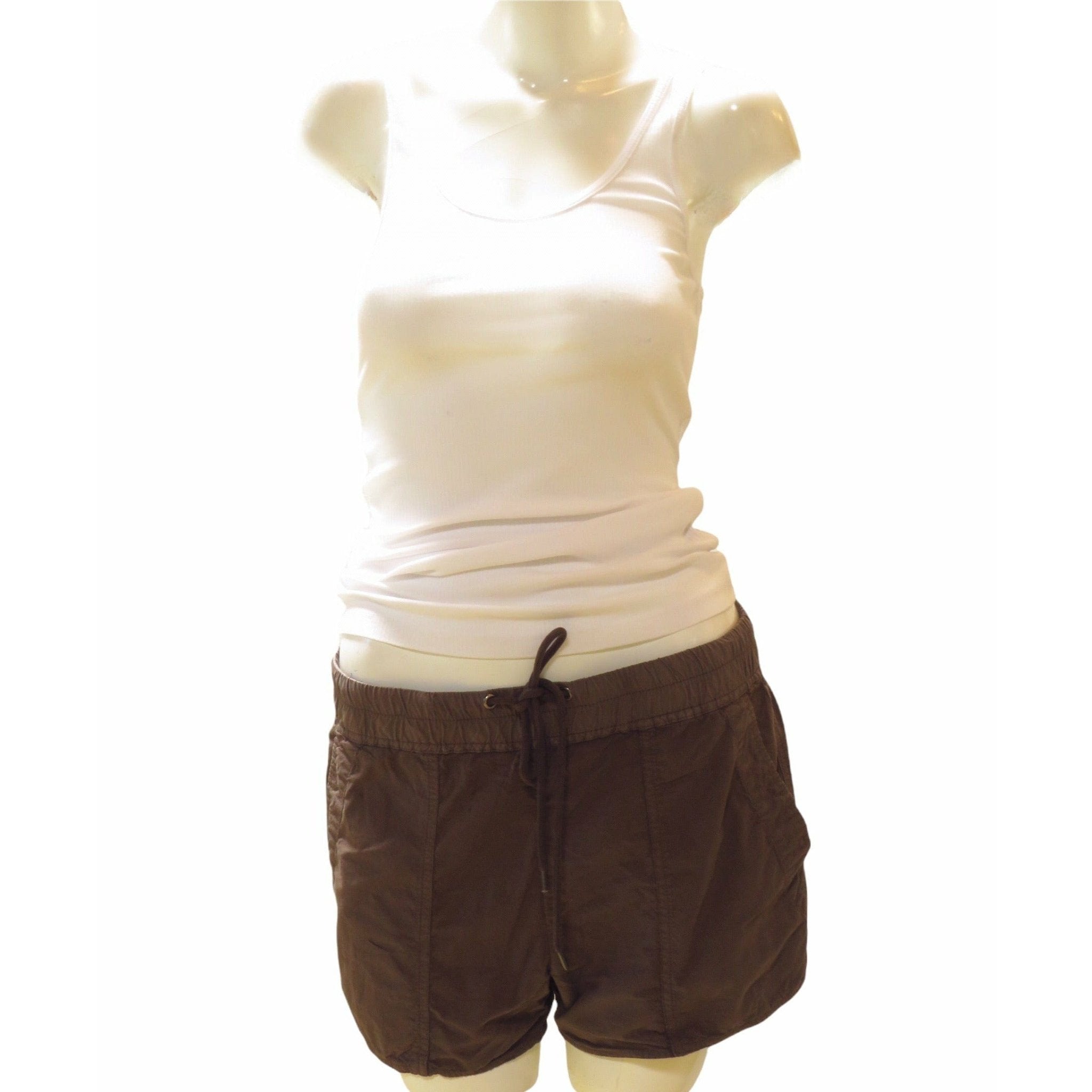Womens Pants James Perse Crinkled Poplin Trouser Short - Lightweight Summer Shorts Gray