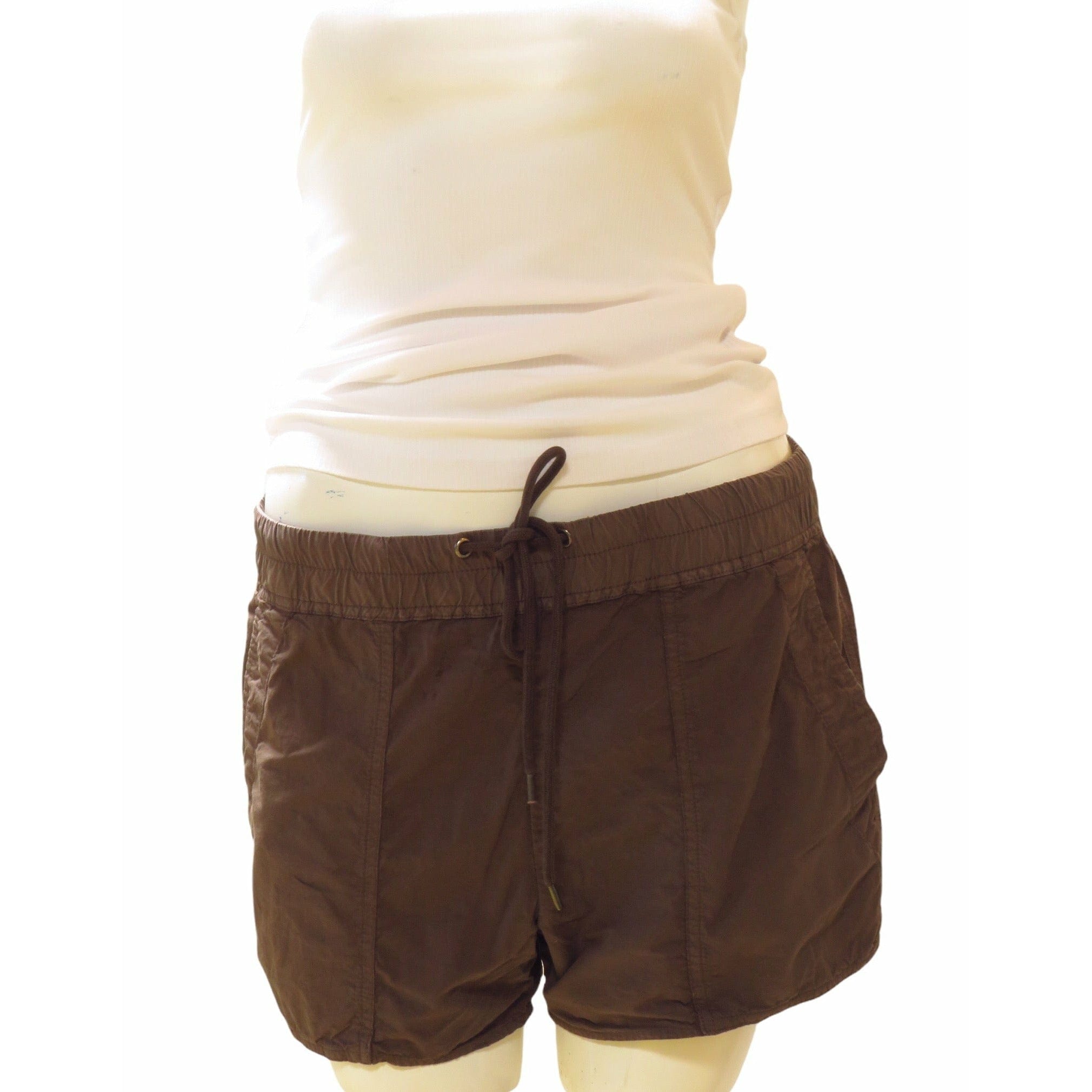 Womens Pants James Perse Crinkled Poplin Trouser Short - Lightweight Summer Shorts Dark Slate Gray