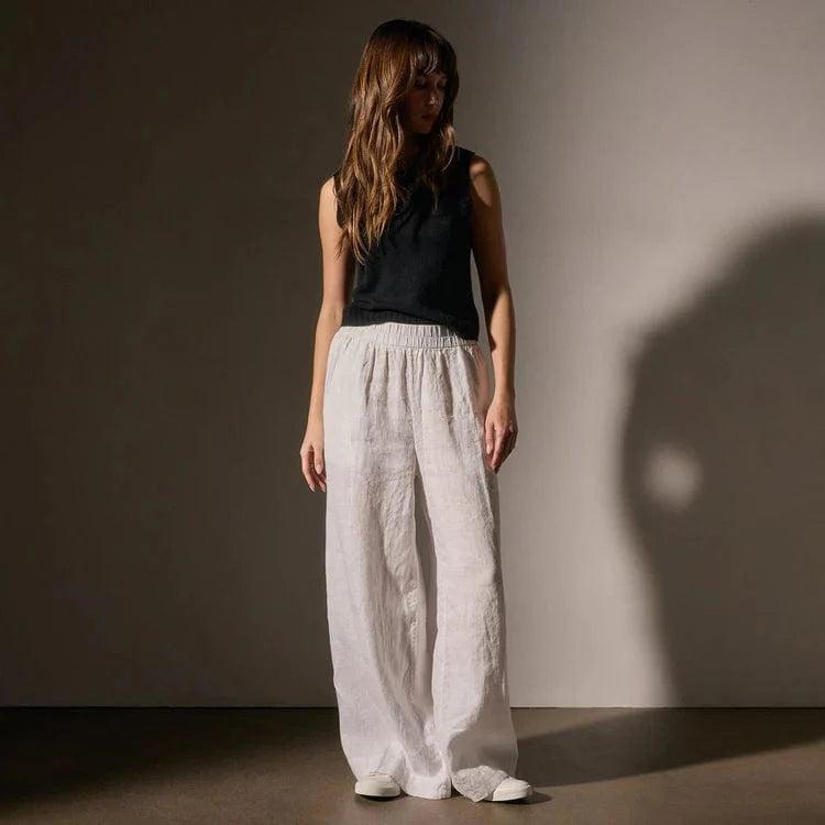 Womens Pants James Perse Lightweight Linen Wide Leg Pant - Garment Dyed Dark Slate Gray