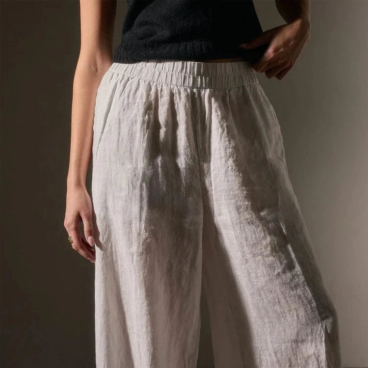 Womens Pants James Perse Lightweight Linen Wide Leg Pant - Garment Dyed Dark Slate Gray