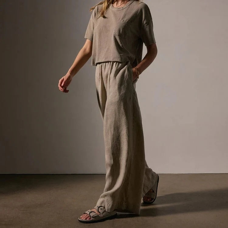 James Perse Womens Pants James Perse Lightweight Linen Wide Leg Pant