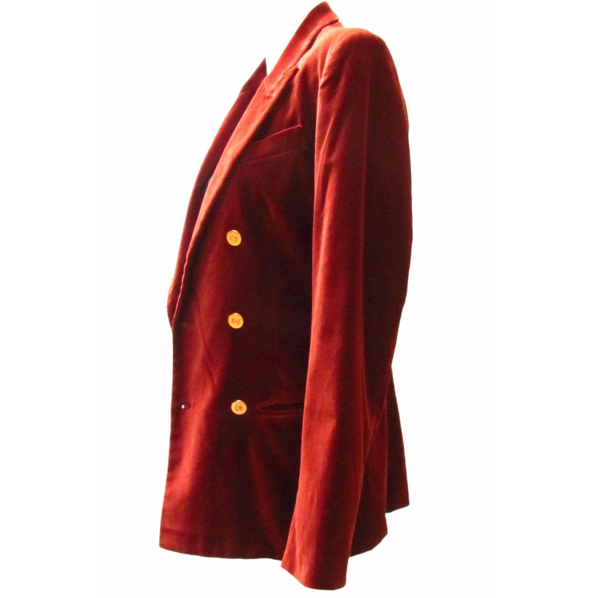 Coats & Jackets Jean Paul Gaultier Velvet Blazer - Rust Cotton Modal Jacket Dark Red