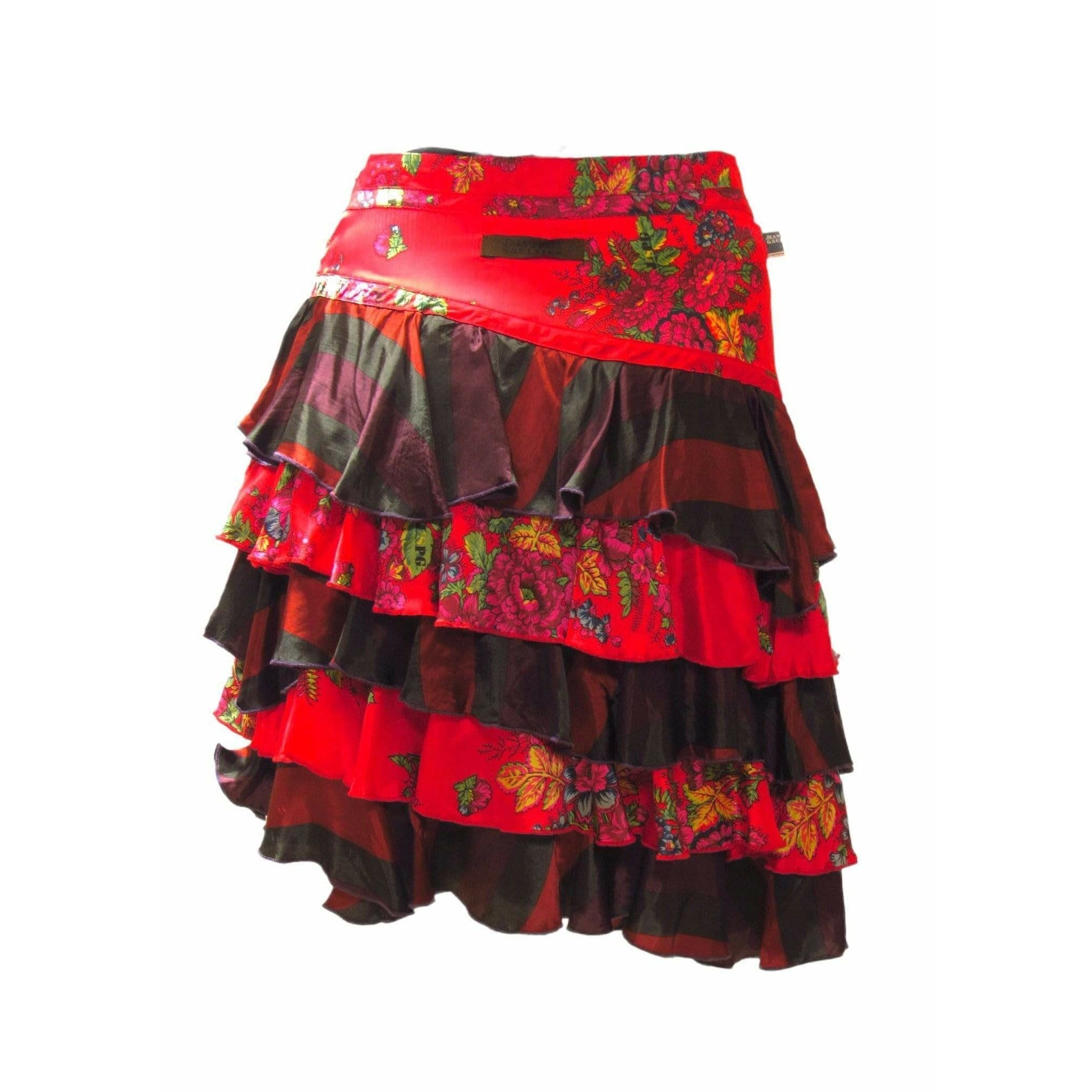 Skirts Jean Paul Gaultier Floral Tiered Skirt - Red Multi Layered Dark Slate Gray