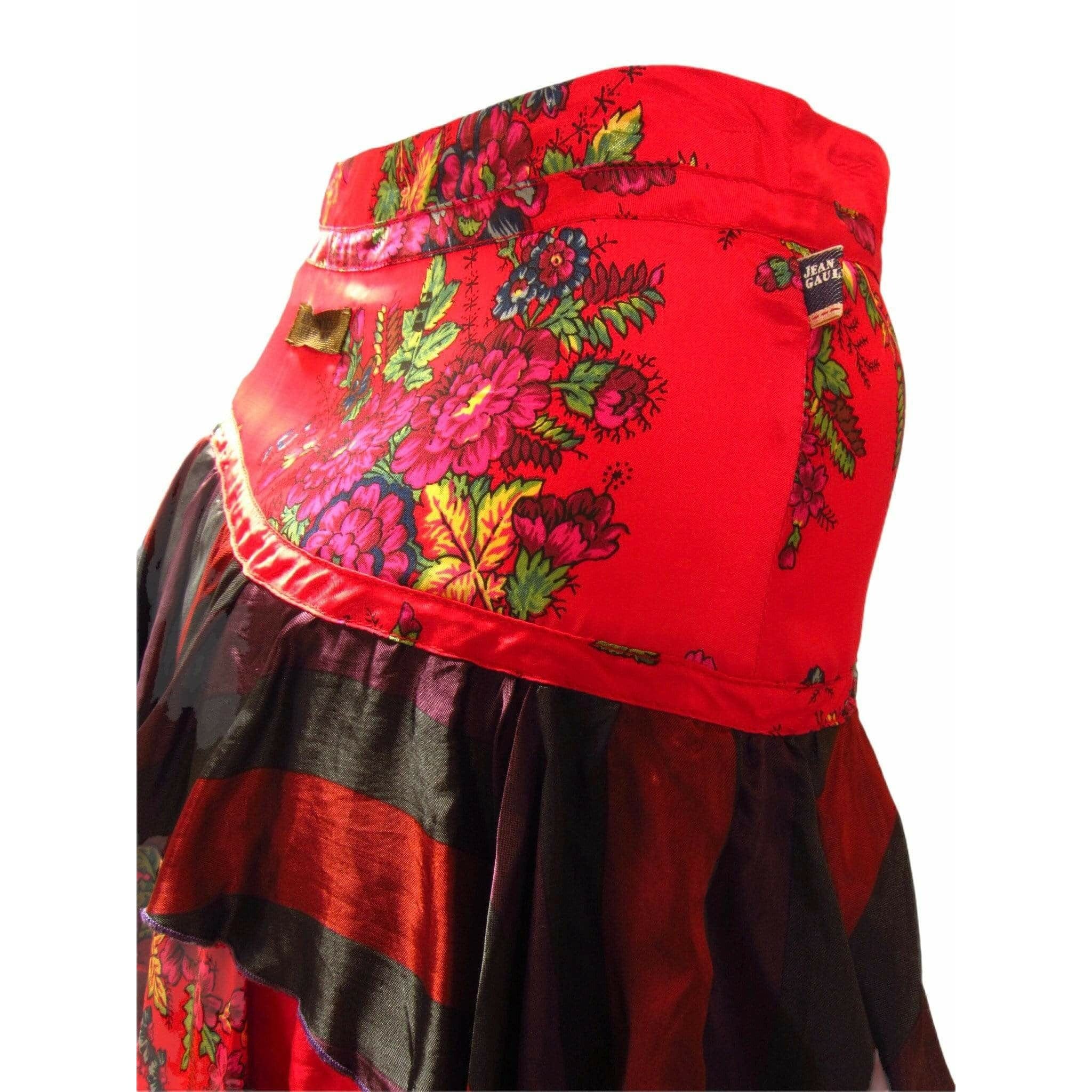 Skirts Jean Paul Gaultier Floral Tiered Skirt - Red Multi Layered Firebrick