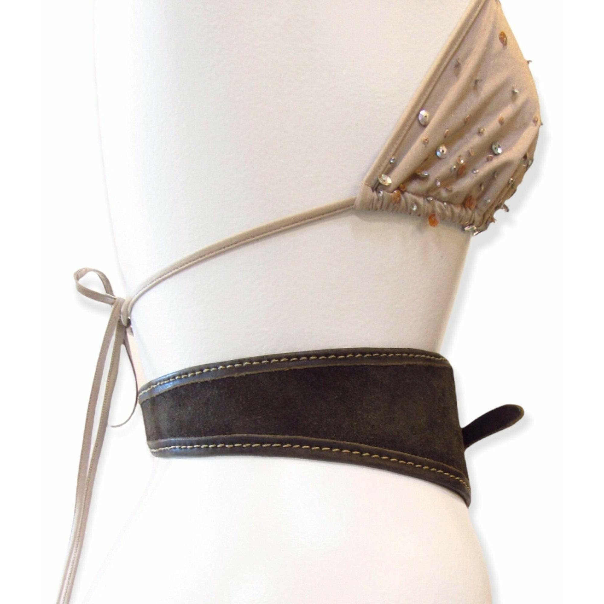 Belts Maison Martin Margiela Asymmetrical Saddle Leather Belt - Leather Steel Grey Asymmetrical White Smoke