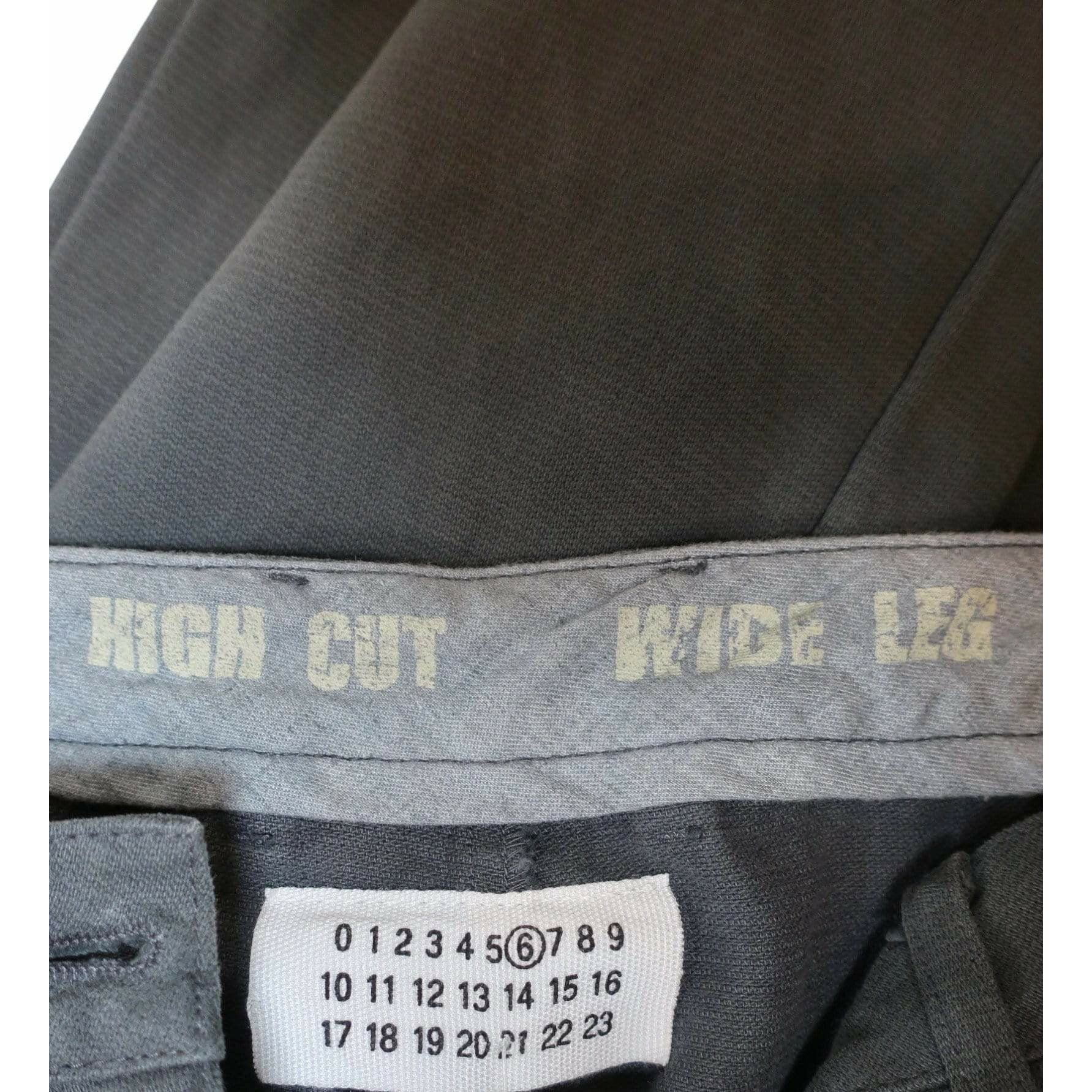 Pants Maison Martin Margiela High Cut Wide Leg Pant - Grey High-Cut Button Fly Dark Slate Gray