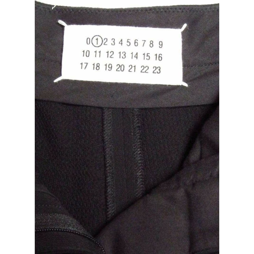 Pants Maison Martin Margiela Slit Leg Fitted Trousers - Cotton Rayon Black Dark Slate Gray