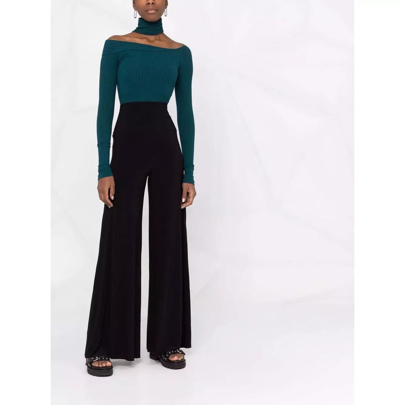 Pants Norma Kamali High-Waisted Trousers - Wide Leg Palazzo Black