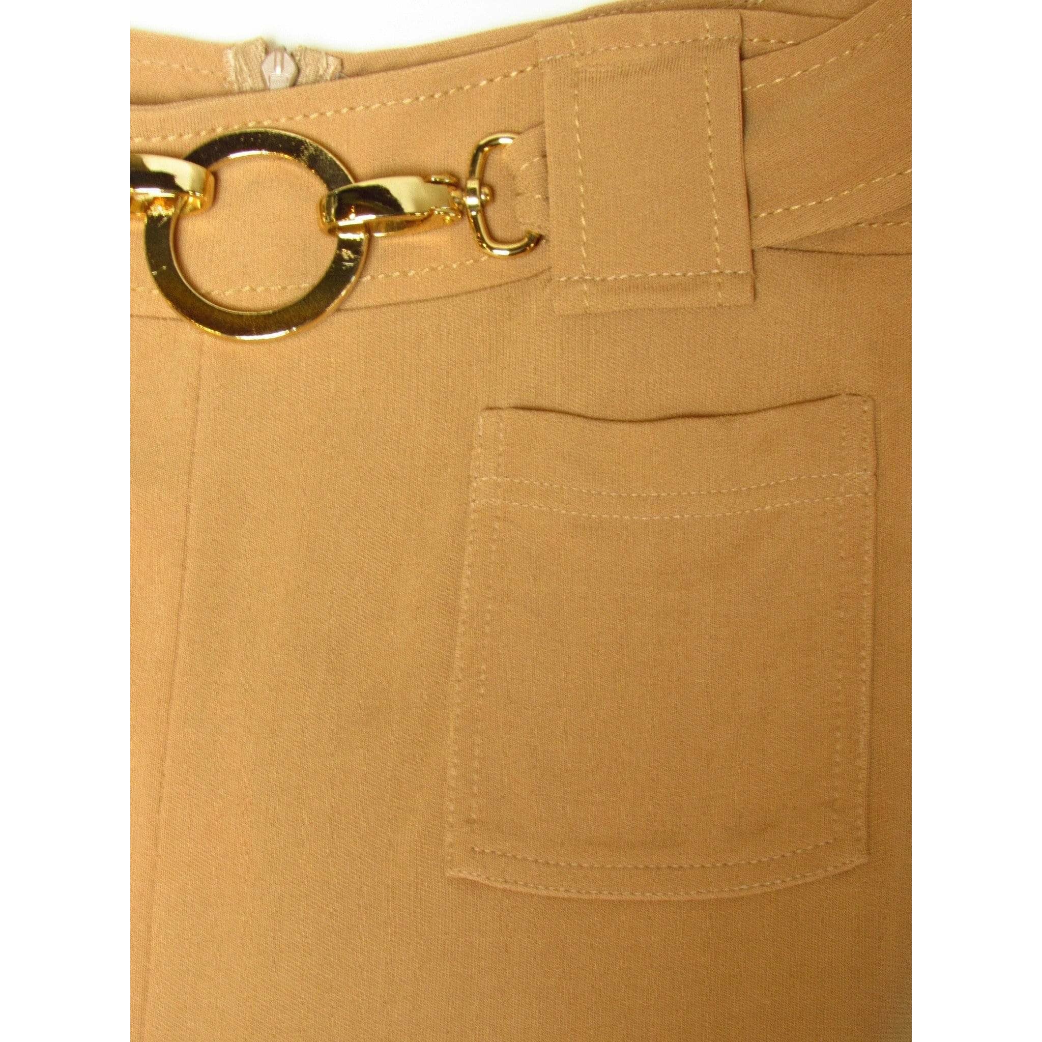 Skirts Paco Rabanne Beige Stretch Belted Skirt Dark Khaki