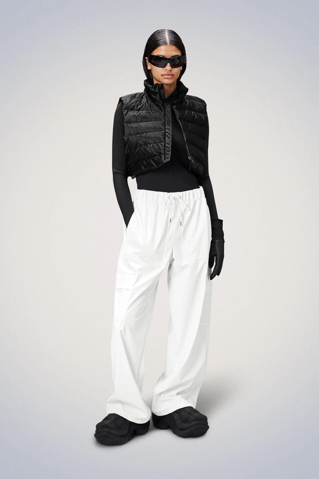 Pants RAINS Cargo Rain Pants Wide - Waterproof Utility Trousers Light Gray
