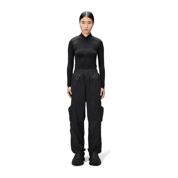 Pants RAINS Kano Pant - Crinkled Nylon Trousers Black