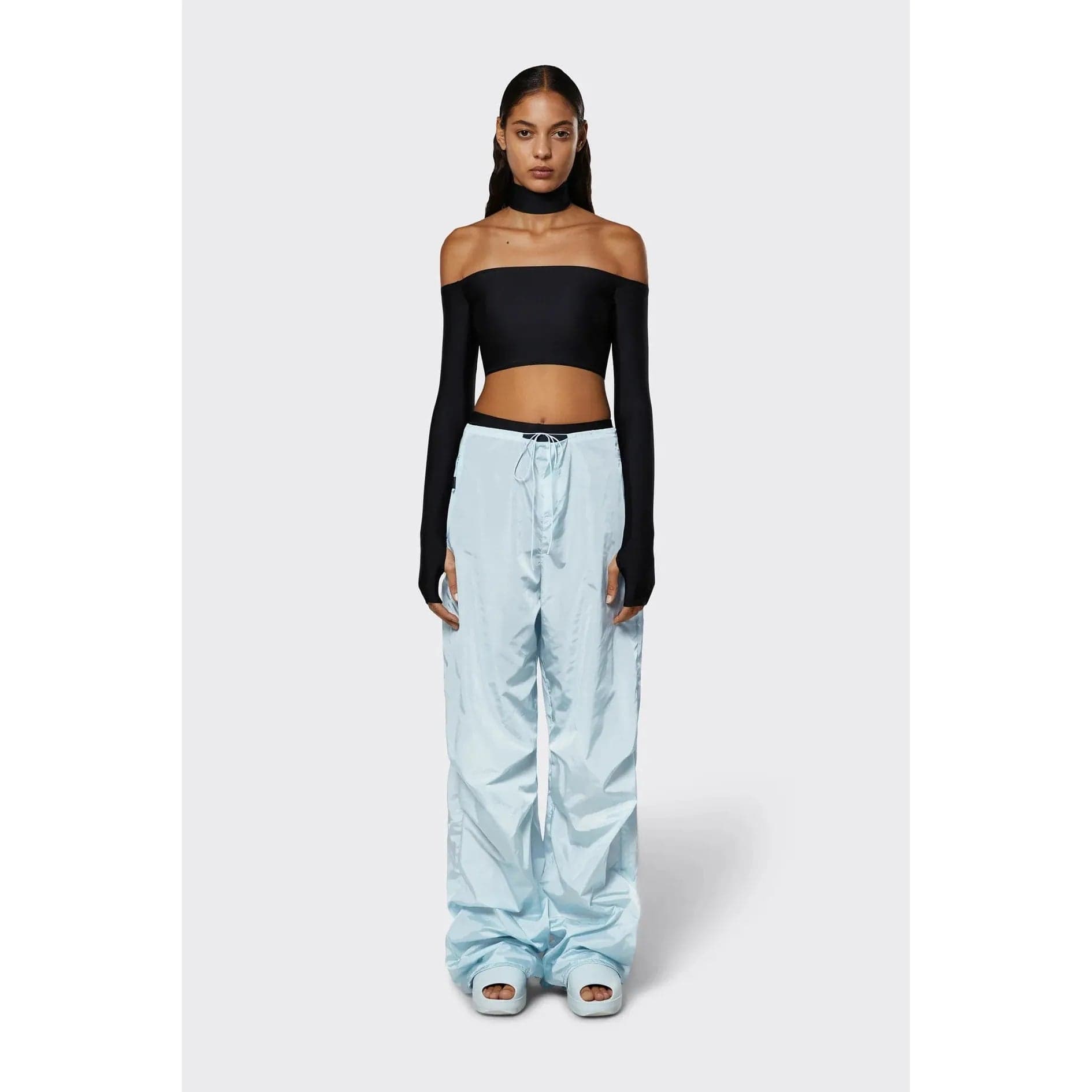 Pants RAINS Show Parachute Pants - Wide Leg Nylon Trousers Lavender