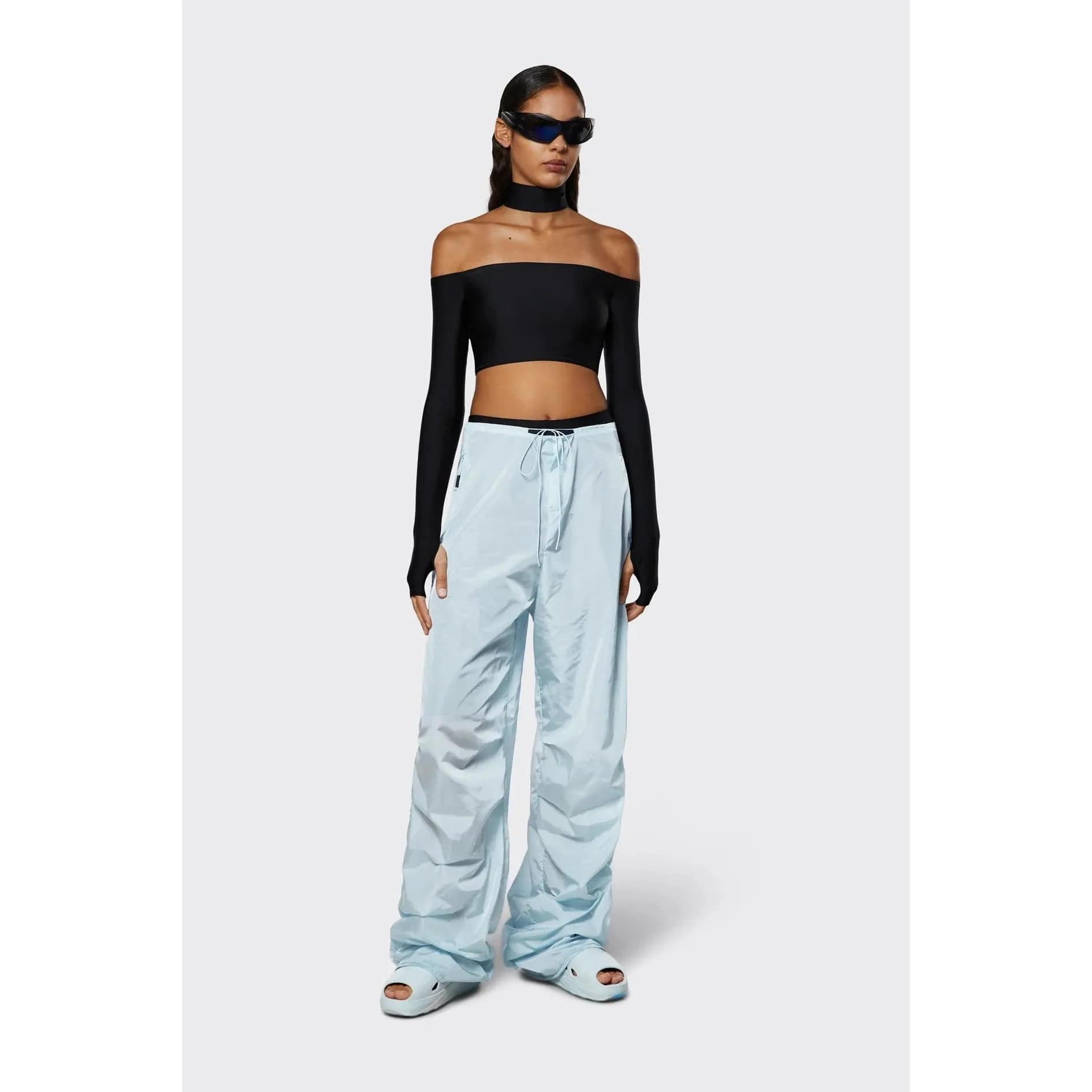 Pants RAINS Show Parachute Pants - Wide Leg Nylon Trousers Lavender