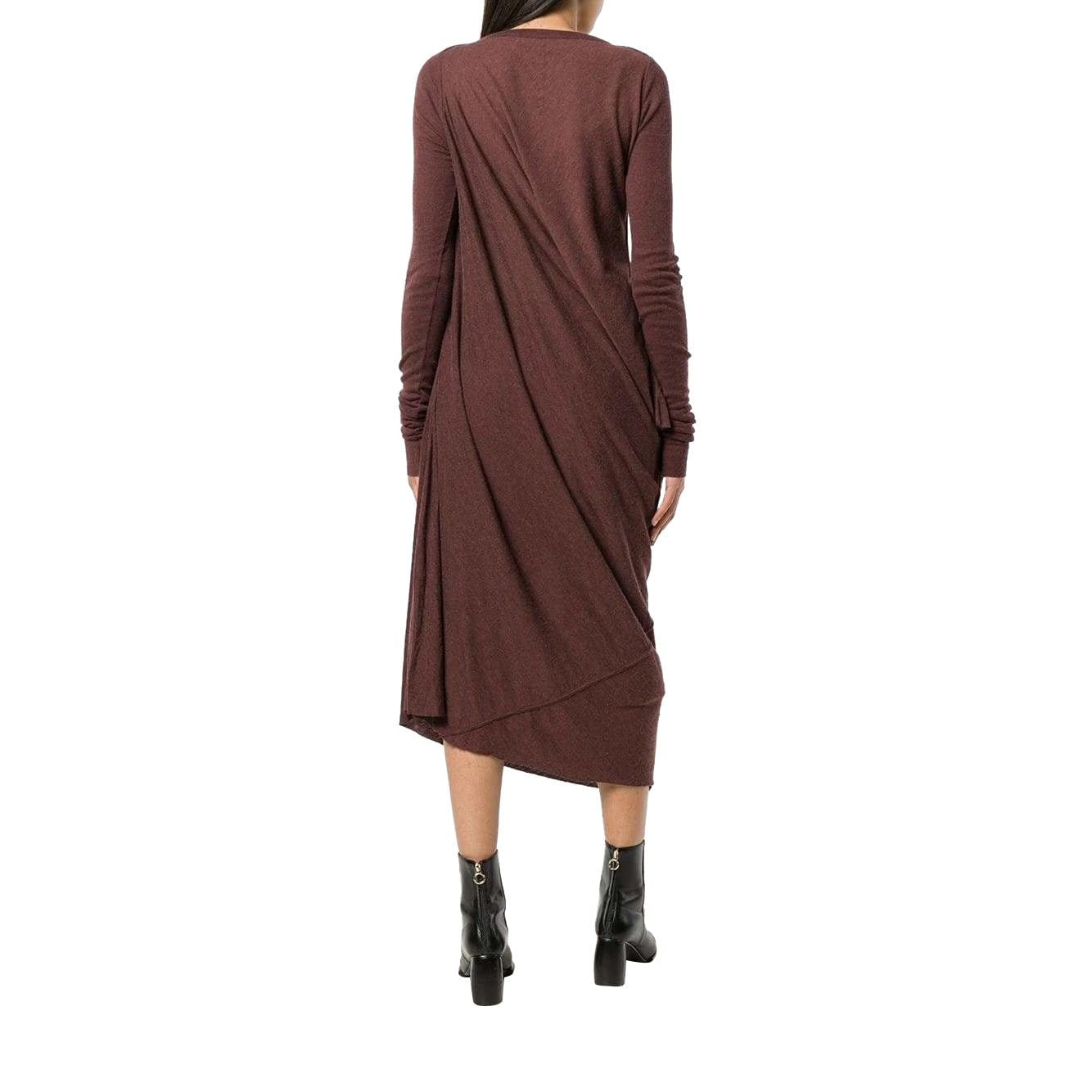 Dresses Rick Owens Lilies Side Drape Knit Dress - Asymmetric Wool Viscose Dark Slate Gray