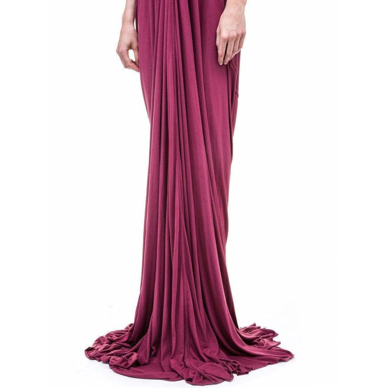 Dresses Rick Owens Lilies Long Jersey Dress - Venetian Red V-Neck Drape Maroon