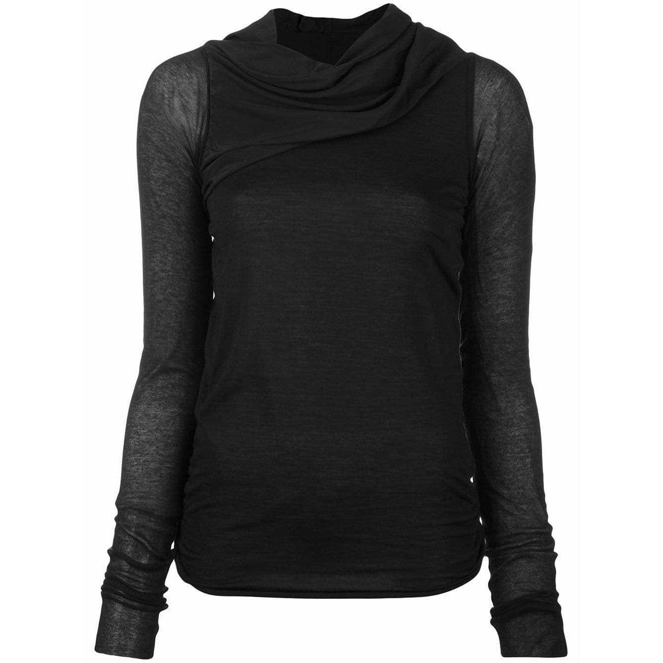 Shirts & Tops Rick Owens Lilies Draped Top - Black Cotton Silk Sheer Black