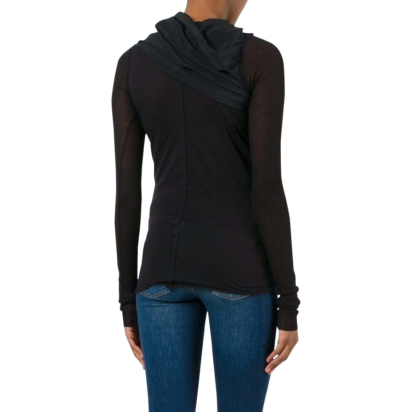 Shirts & Tops Rick Owens Lilies Draped Top - Black Cotton Silk Sheer Black