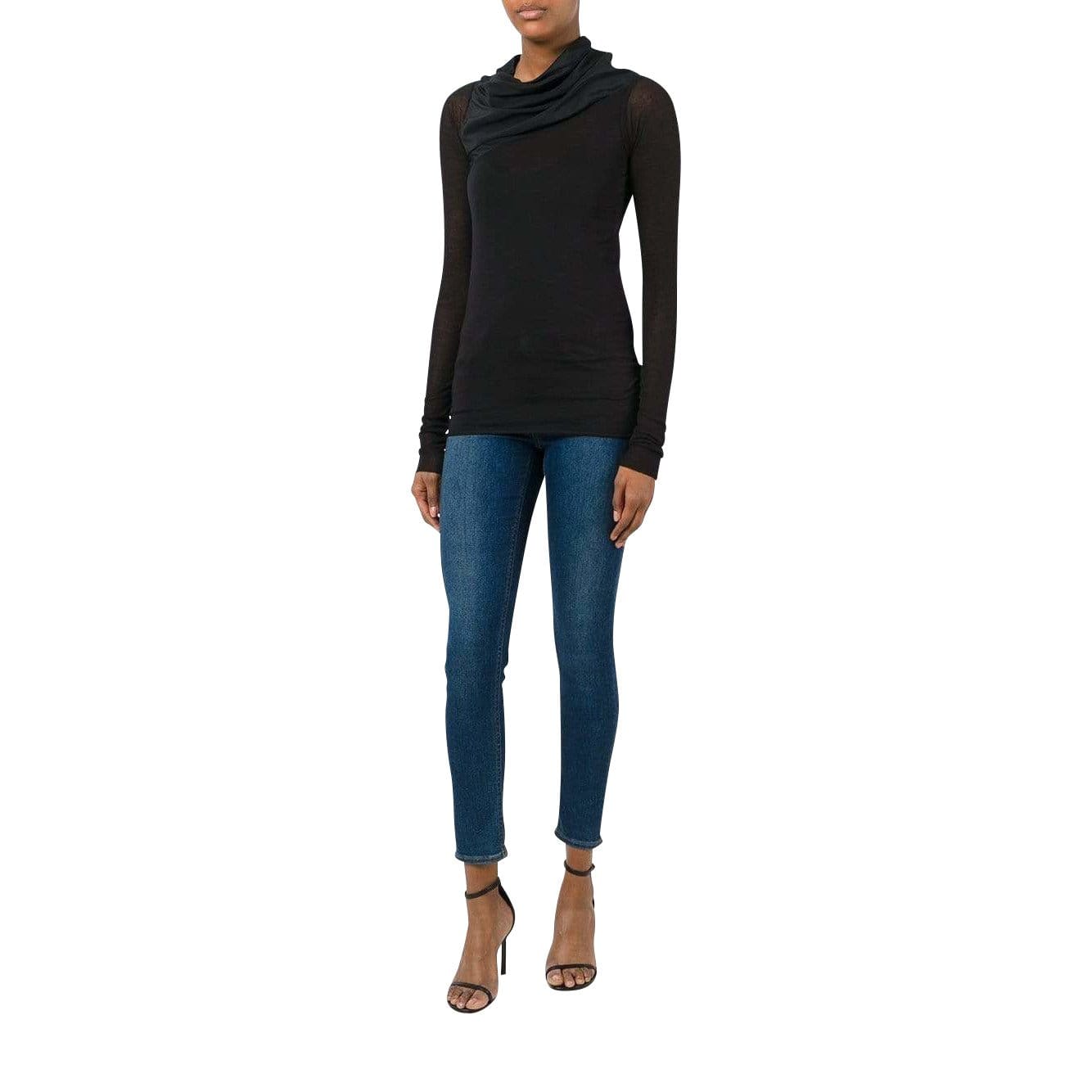 Shirts & Tops Rick Owens Lilies Draped Top - Black Cotton Silk Sheer Dark Slate Gray