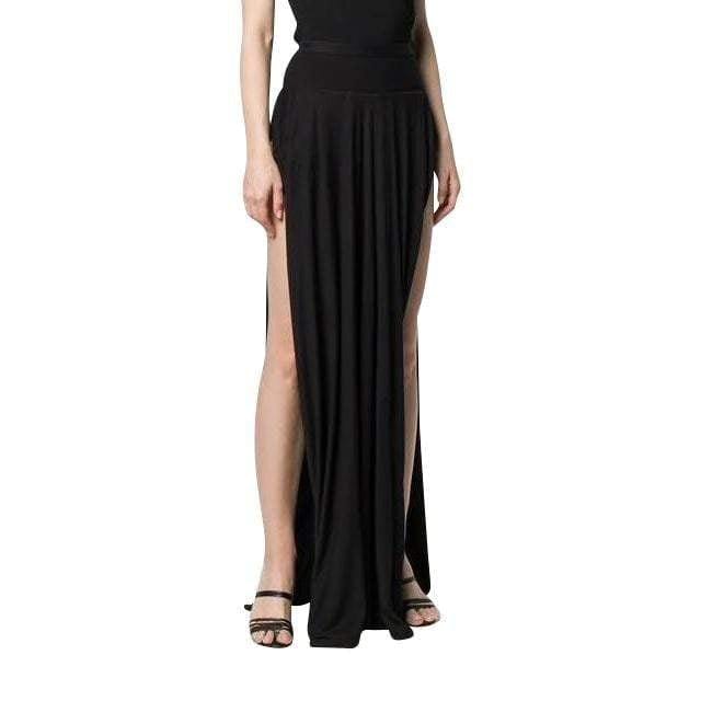 Skirts Rick Owens Lilies Long Slit Skirt - Black Maxi Elastic Waist Gray