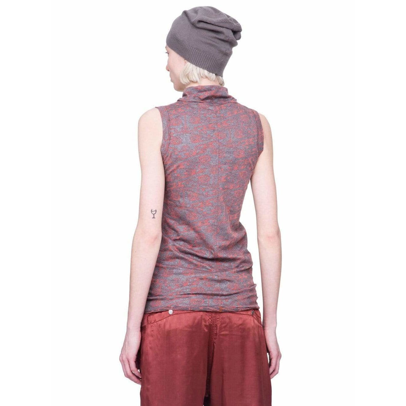 Women Top Rick Owens Lilies Sleeveless Top - Burnt Pink High Neck Rosy Brown