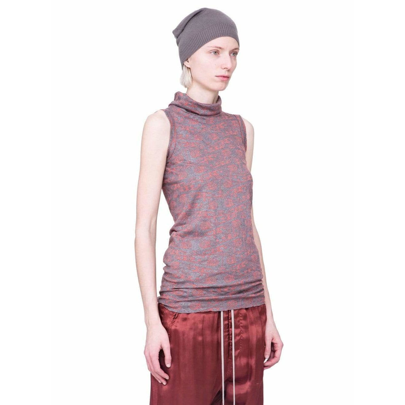 Women Top Rick Owens Lilies Sleeveless Top - Burnt Pink High Neck Rosy Brown