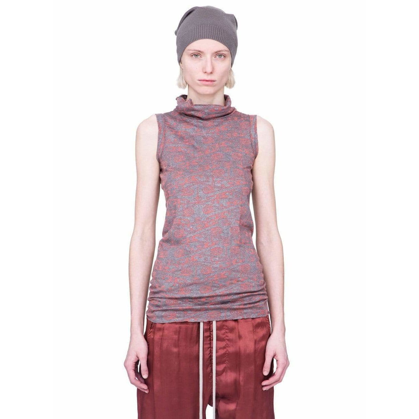 Women Top Rick Owens Lilies Sleeveless Top - Burnt Pink High Neck Rosy Brown