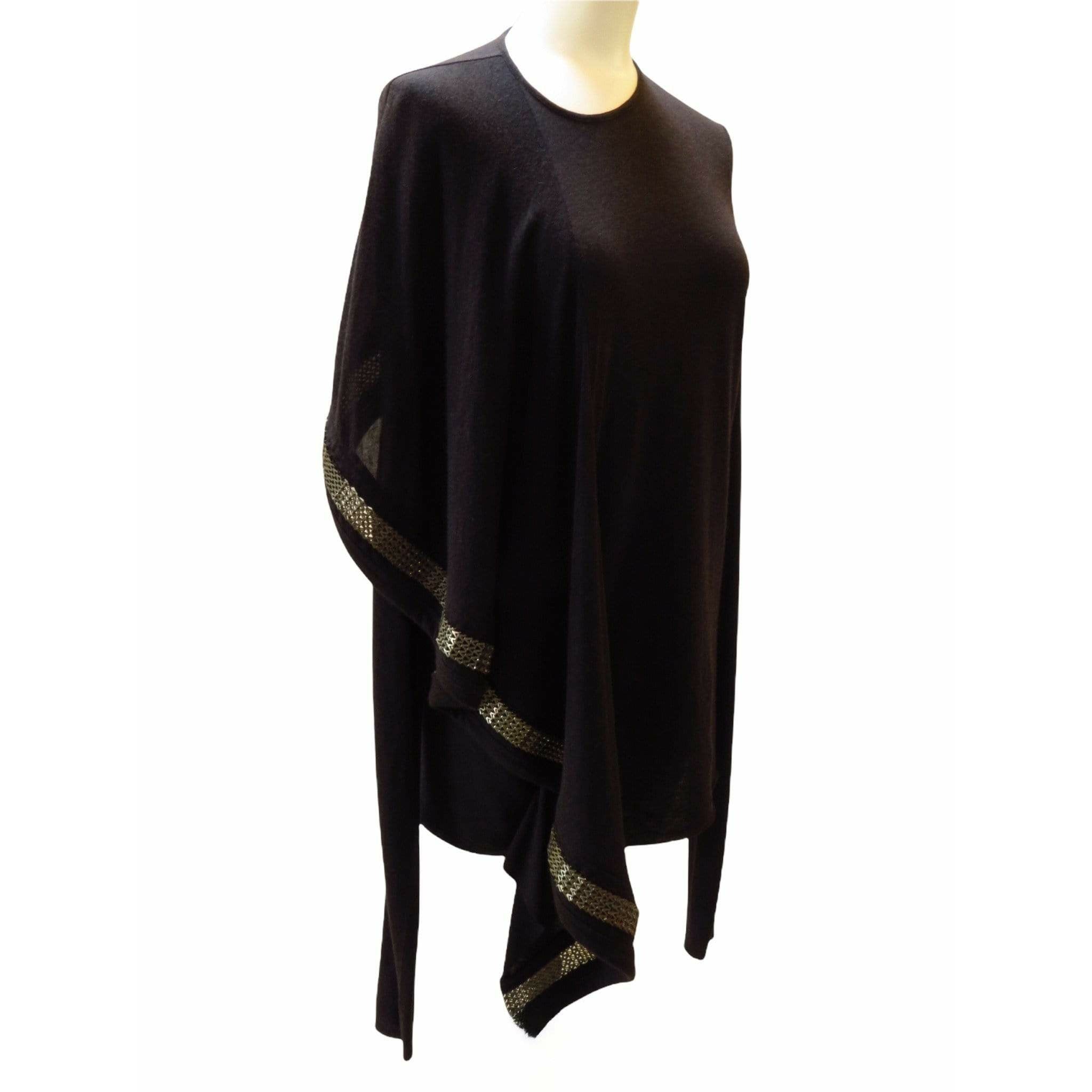 Shirts & Tops Rick Owens Lilies Knit Top with Chains - Black Draped Chain Detail Black