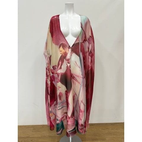 Dress Undercover24 Dress - Red Polyester Kaftan Gray