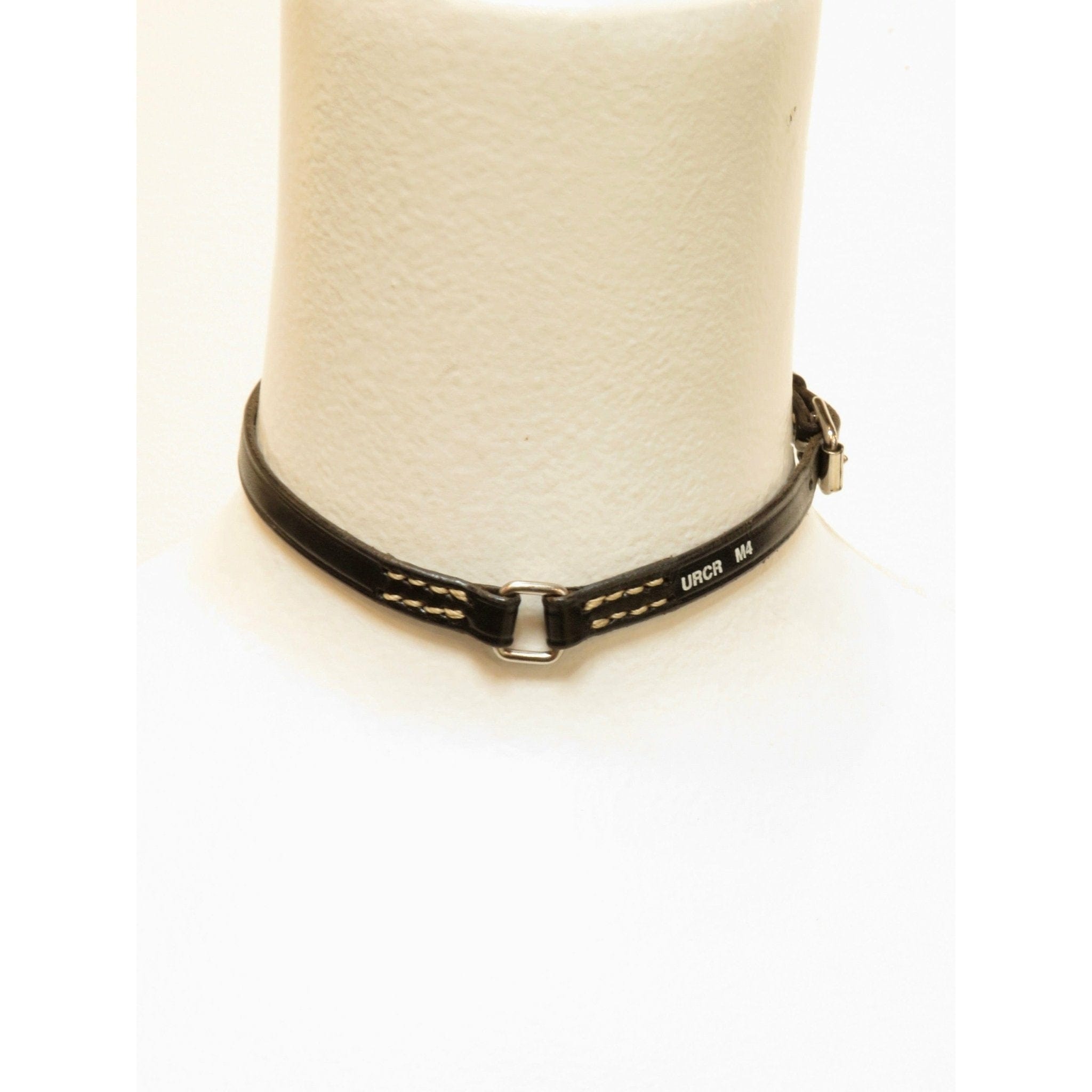 Necklaces Undercover Less But Better Collar Necklace - Black Leather Antique White