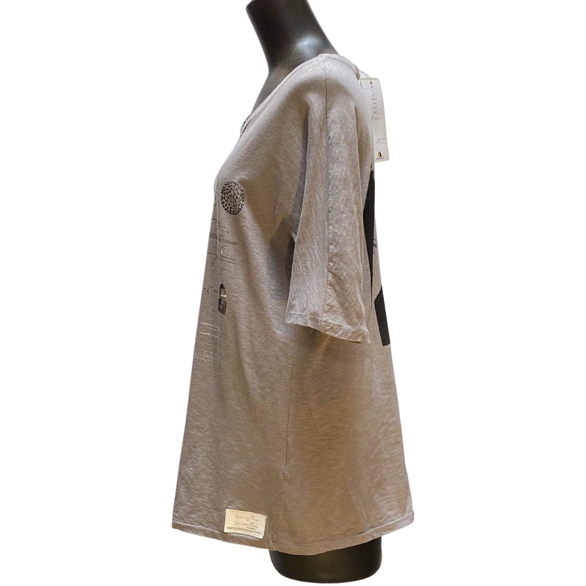 Shirts & Tops Oversized Sand Cotton Slub Graphic Tee by UNDERCOVER White Smoke