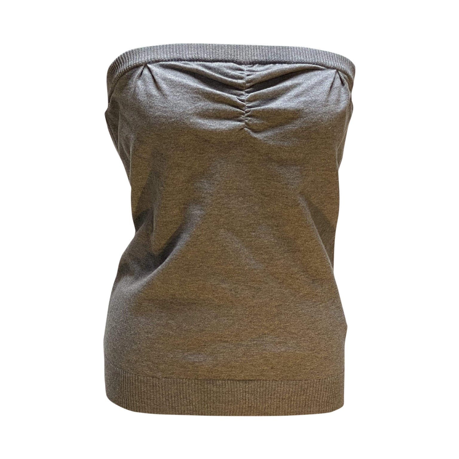 Shirts & Tops Luxurious Grey Cotton-Cashmere Strapless Tube Top by UNDERCOVER Dark Olive Green