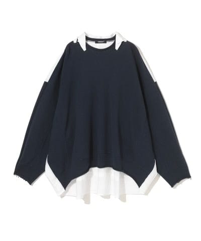 Shirts & Tops Undercover Navy Cotton Sweatshirt with Tuxedo Pleat Detail Dark Slate Gray
