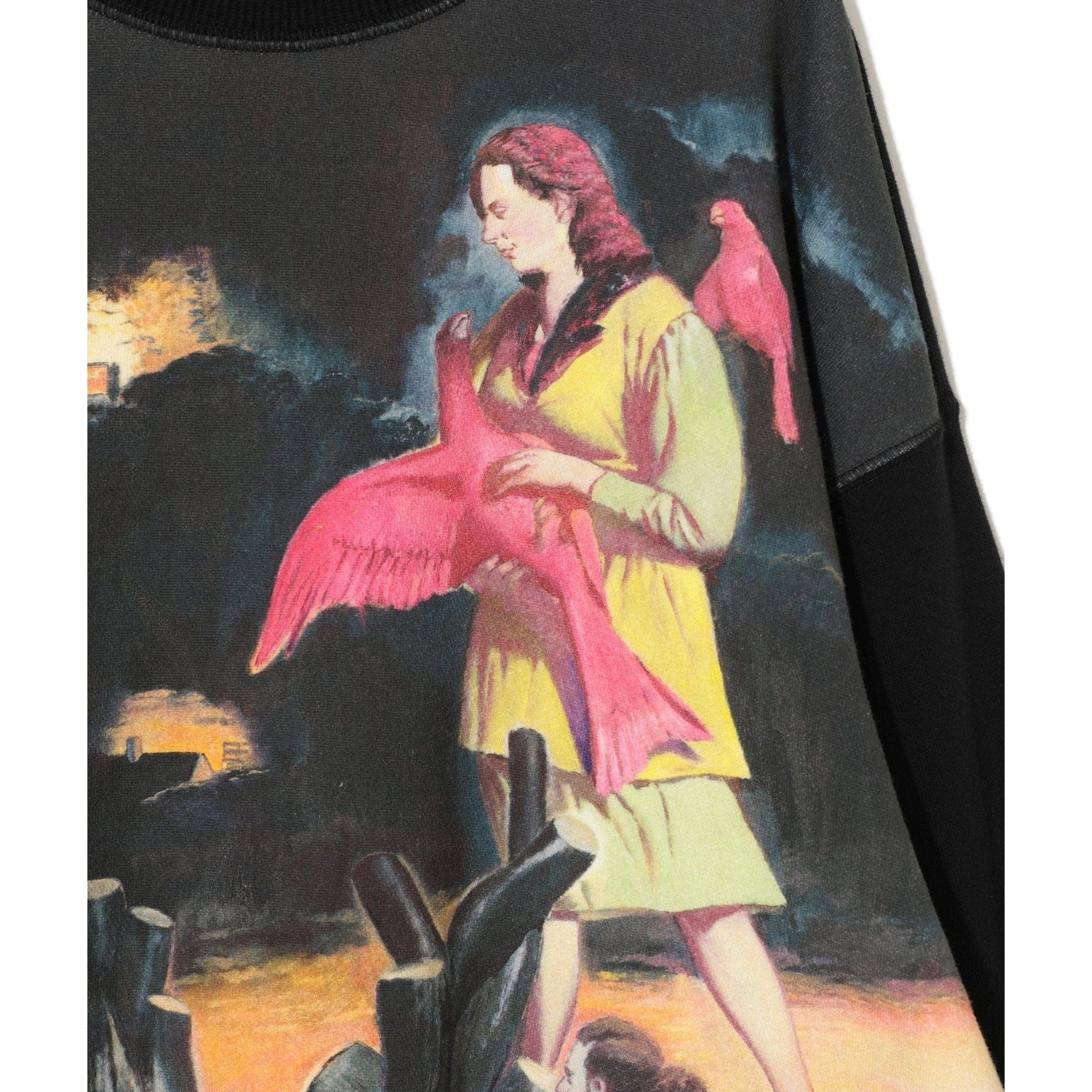 Shirts & Tops Undercover SS24 Printed Sweatshirt - Black Cotton Split-Hem Tan