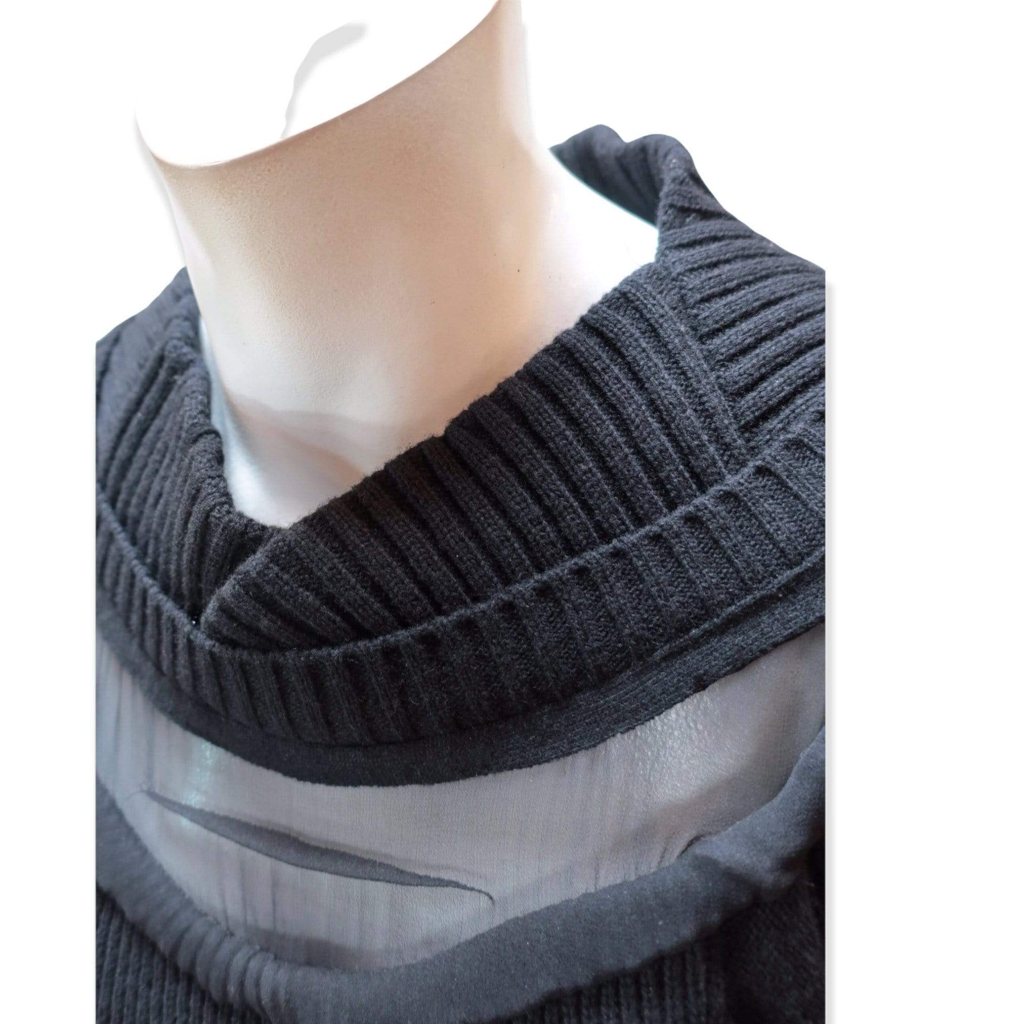 Shirts & Tops Undercover Vintage Rib Knit Cutout Sweater - Black Pullover Dark Slate Gray