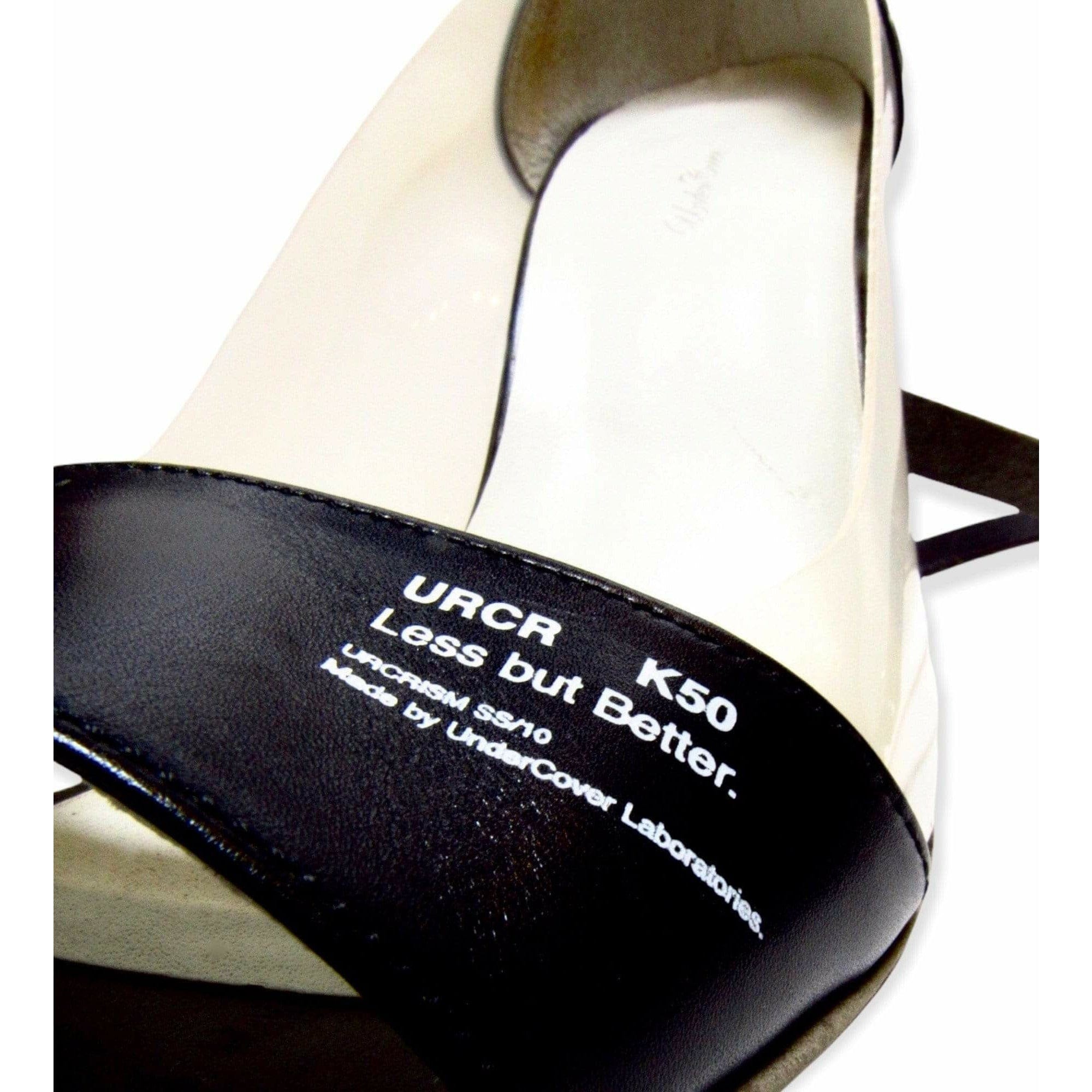Shoes Undercover Vintage 'Less But Better' Black Strappy Heels - Leather Designer Sandals Dark Slate Gray