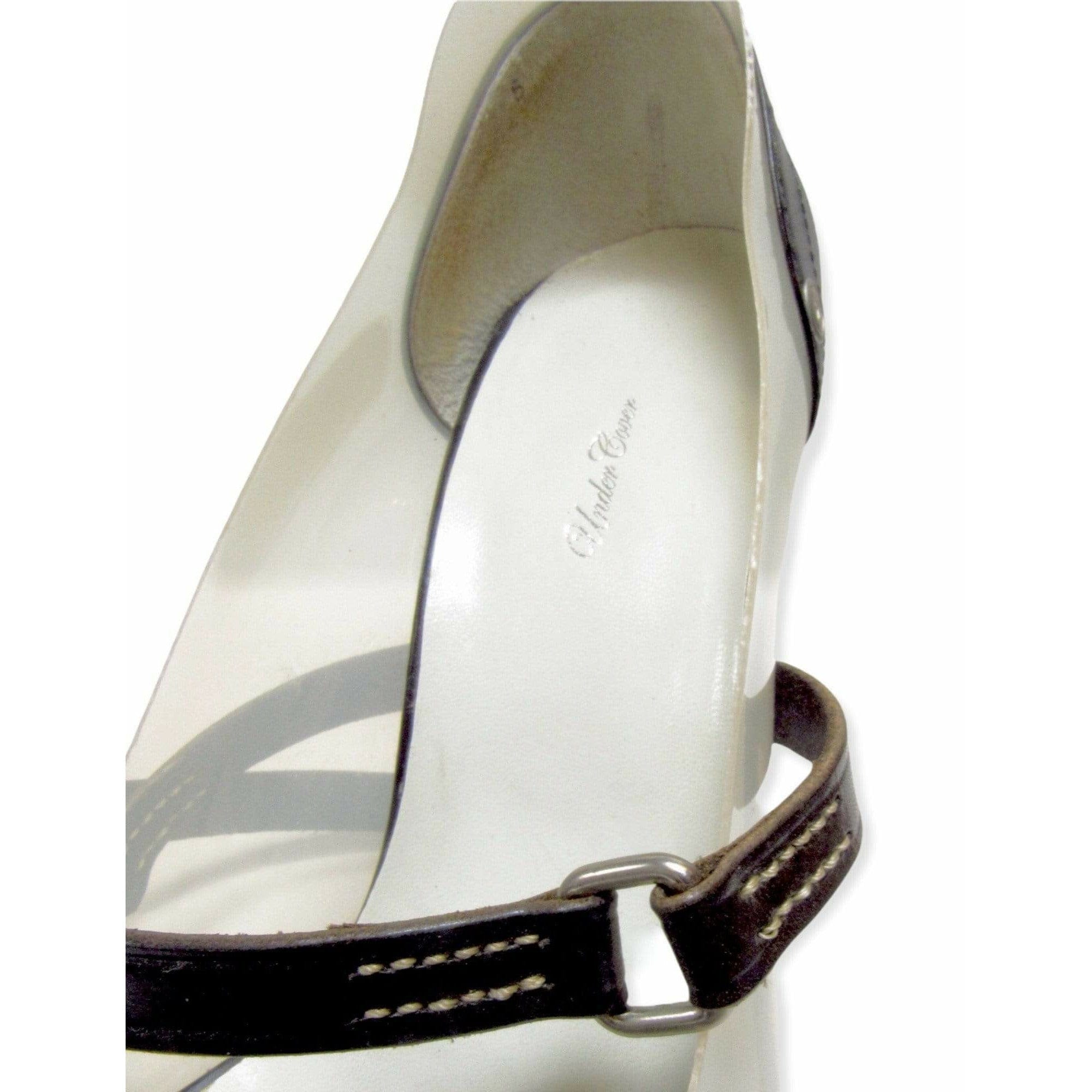 Shoes Undercover Vintage 'Less But Better' Black Strappy Heels - Leather Designer Sandals Light Gray