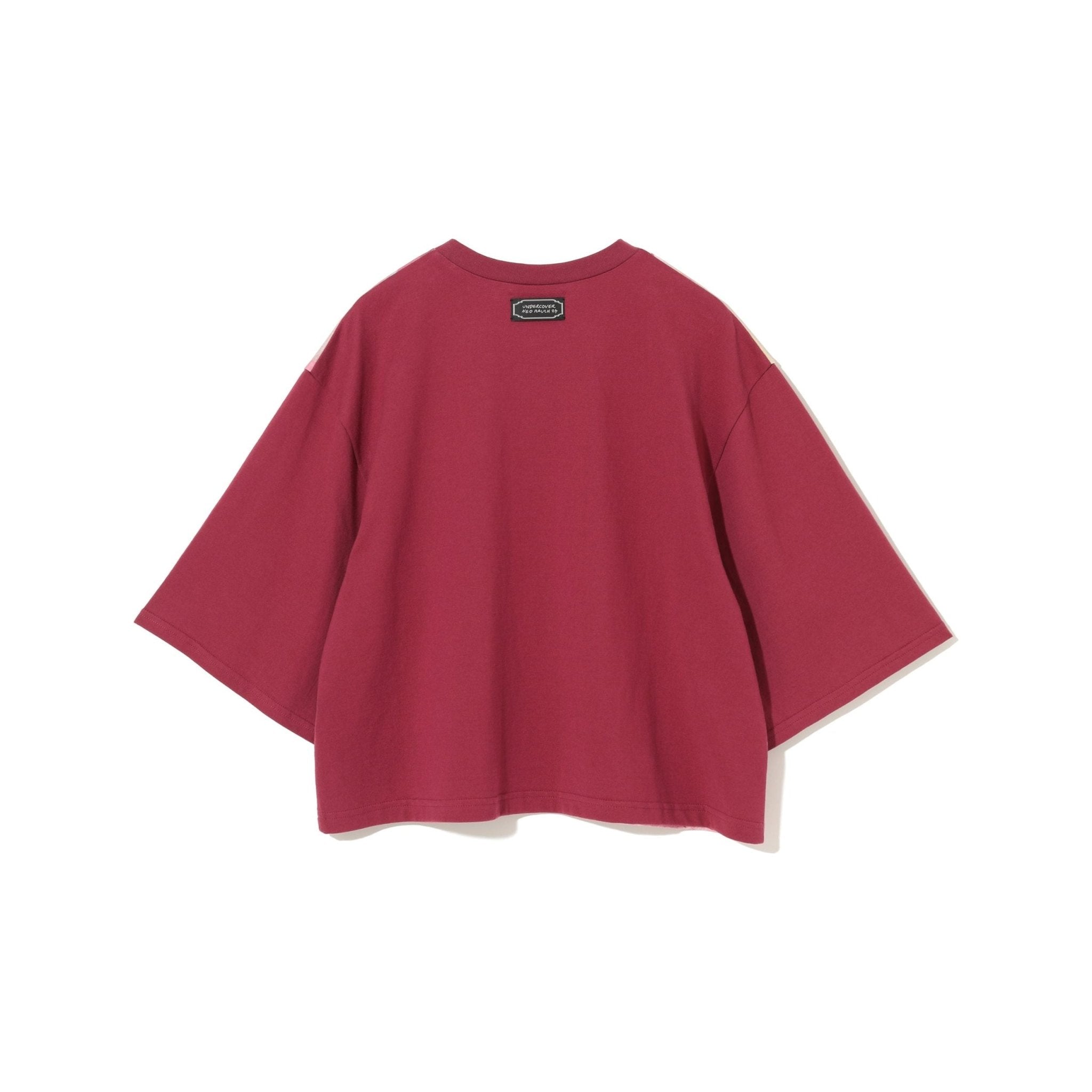 T shirt Undercover24 WINE Graphic Tee - Red Cotton Flutter Sleeve Brown