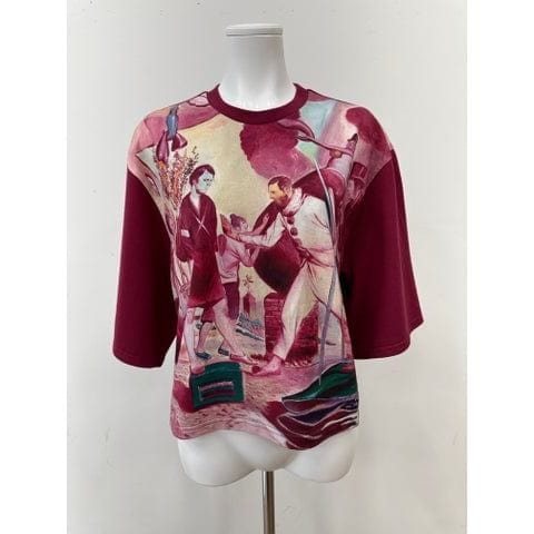 T shirt Undercover24 WINE Graphic Tee - Red Cotton Flutter Sleeve Gray