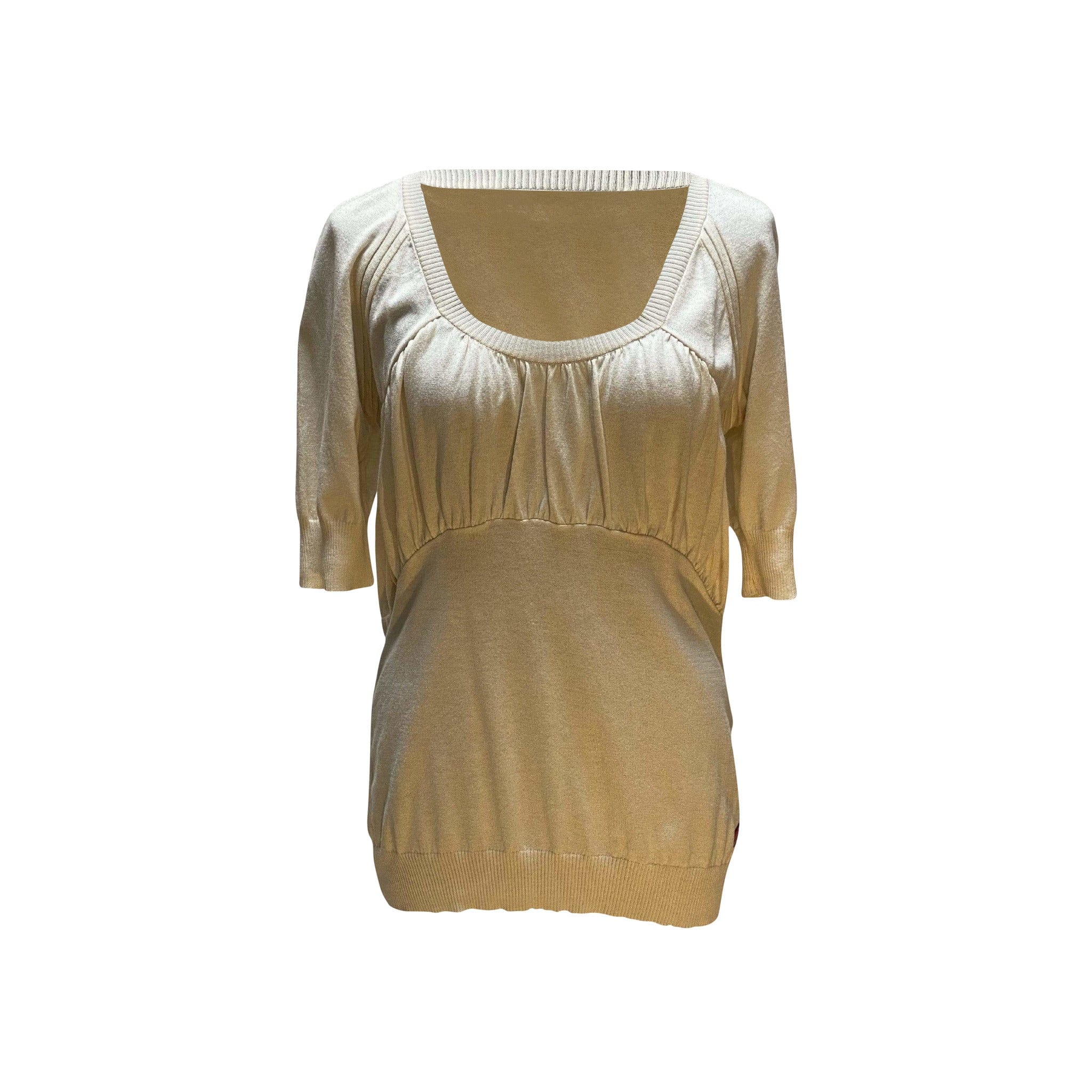 Top Cream Cotton-Cashmere Scoop Neck Top by UNDERCOVER White Smoke