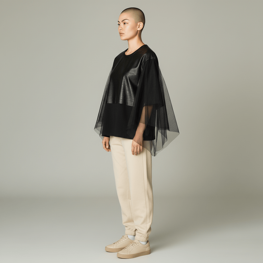 Undercover Women Top Undercover Black Layered Top in Cotton and Georgette