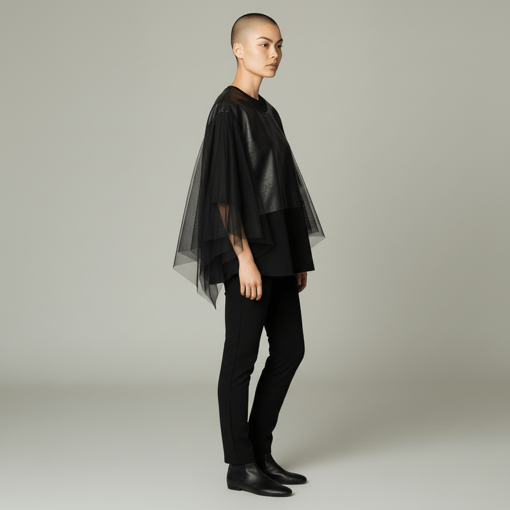 Undercover Women Top Undercover Black Layered Top in Cotton and Georgette