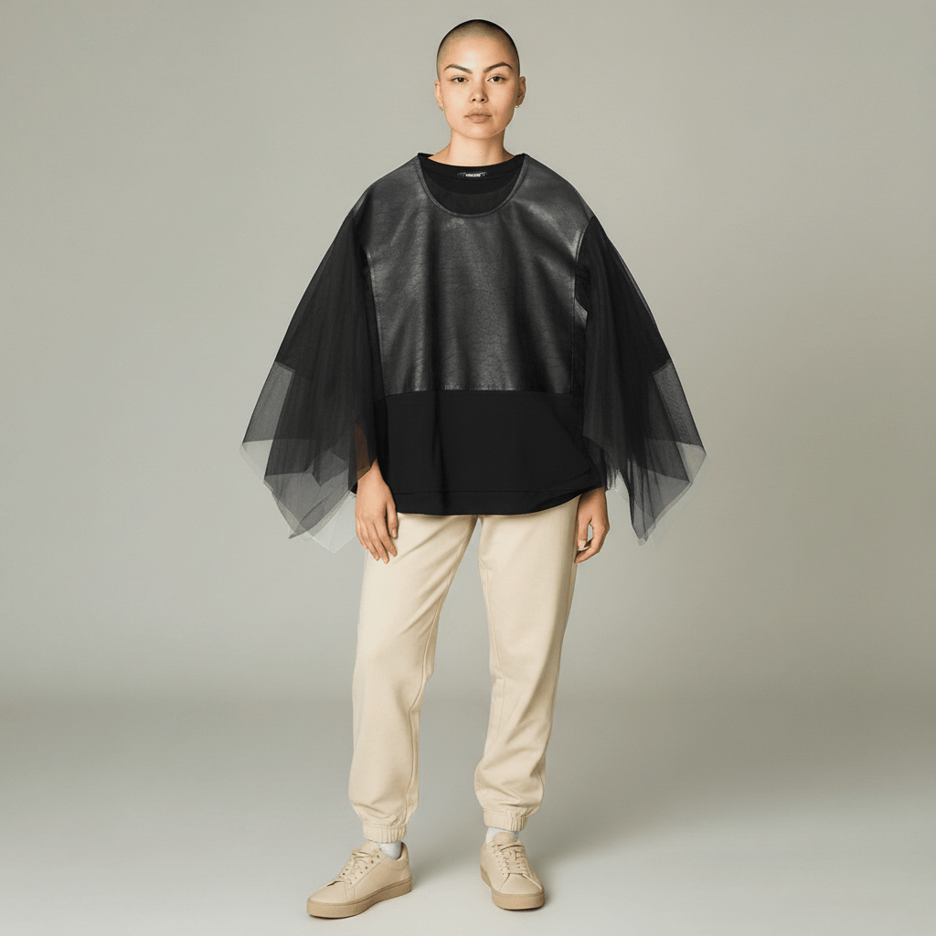Undercover Women Top Undercover Black Layered Top in Cotton and Georgette