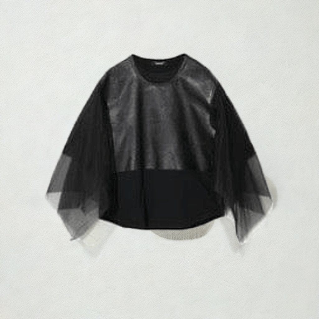 Women Top Undercover Black Layered Top in Cotton and Georgette Dark Slate Gray