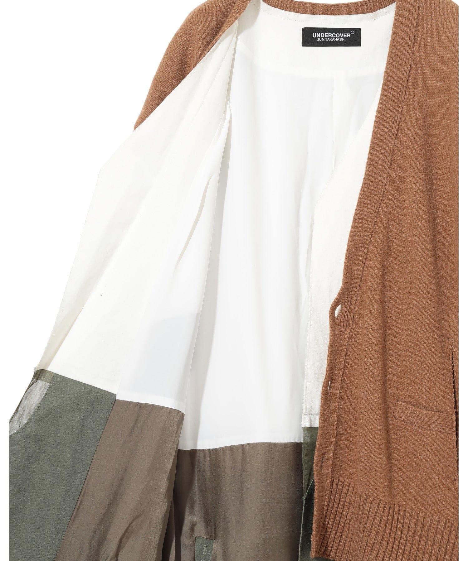 Womens Jackets + Coats Undercover Deconstructed Camel & Khaki Angora Wool Blend Coat Dim Gray